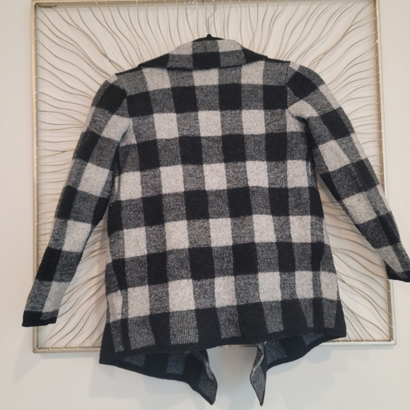 Lauren Ralph Lauren Wool Buffalo Check Plaid Open Front  Cardigan - Picture 5 of 7